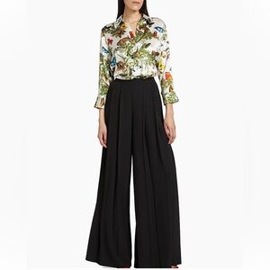 L'AGENCE Black Nova Pleat Straight-Leg Pants
